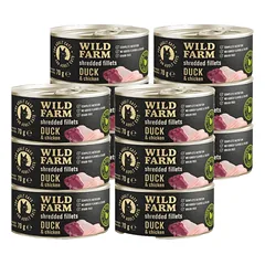 WILD FARM Fillets Duck&Chicken 12x70g - drėgnas kačių maistas be grūdų, filė sultinyje