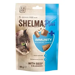 Skanėstai katėms Shelma Cat Snack Immunity pads GF su jautiena ir mėlynėmis, 60 g