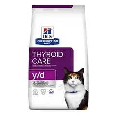 Hills Prescription Diet Feline y/d sausas maistas katėms, skirtas palaikyti tinkamą skydliaukės veiklą, 1,5 kg
