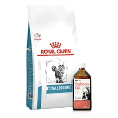 ROYAL CANIN Anallergenic Cat 2kg + Lab-V 100% lašišų aliejus įvairaus amžiaus šunims ir katėms 500ml šalto spaudimo