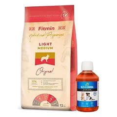 FITMIN Medium Light 12 kg + LAB V Lašišų aliejus šunims ir katėms 250ml