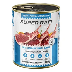 RAFI Super su aviena ir kalakutų širdimis 800g konservai šunims
