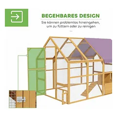 Vištidė, Su 5,2 m² bėgimo taku ir inkilu, 280 × 185,5 × 188 cm — 5 nuotrauka