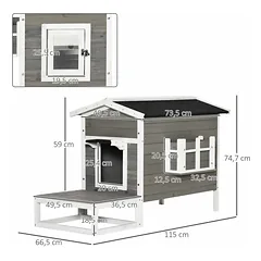 Kačių namelis PawHut 115x66,5x74,7cm., įvairių spalvų — 3 nuotrauka