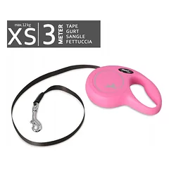 FLEXI automatinis šuns pavadėlis su juosta 3 m, susivyniojantis, tvirtas su fiksatoriumi iki 12 kg, rožinis — 2 nuotrauka