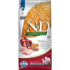 FARMINA N&D Ancestral Grain Dog Adult Medium & Maxi Chicken & Pomegranate 12 kg   Vištiena ir granatai