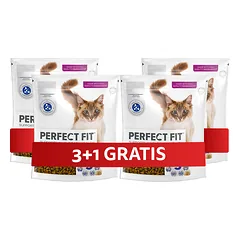 PERFECT FIT Antihairball 1+ 4 x 750 g Visavertis sausas ėdalas suaugusioms katėms, gausus vištienos, 3+1 NEMOKAMAI
