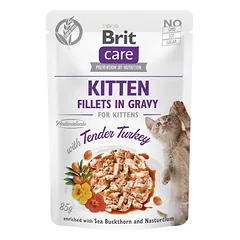 BRIT CARE Cat Kitten Fillets in Gravy with Tender Turkey Enriched with Sea Buckthorn and Nasturtium 85g