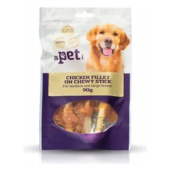Apeti Dog Medium & Large Breeds vištienos filė ant kramtomos lazdelės, skanėstai šunims 90 g