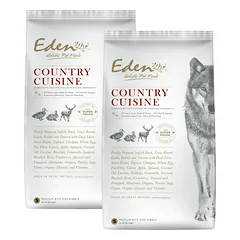 Eden Country Cuisine Dydis S - Šunų maistas mažų veislių šunims su antiena, ėriena, triušiena ir žvėriena