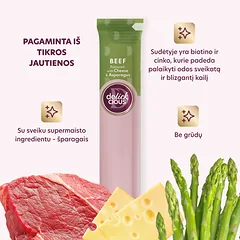 DELICKCIOUS kreminiai skanėstai su jautiena, sūriu ir smidrais suaugusiems šunims (4x15 g), 60 g — 3 nuotrauka