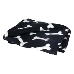 Flamingo Fleece Blanket Bones - minkštas, poliarinis vilnos pledas šunims - juodas