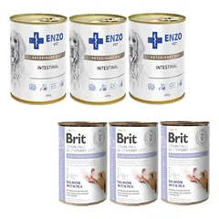 BRIT GF Veterinary Diets Dog Gastrointestinal 3x400g + ENZO VET Žarnyno dieta šunims su ėriena 3x400g