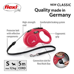 Flexi New Classic Cord virvinis, raudonas pavadėlis šunims, S, 5 m — 2 nuotrauka