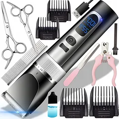 RETOO E333 gyvūnų kirpimo mašinėlė šunims ir katėms, belaidė, tyli, su LCD ekranu, 9 W