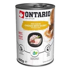 Konservuotas kačių maistas - Ontario Cat can vištienos ir triušio skonio su spanguolėmis 400 g