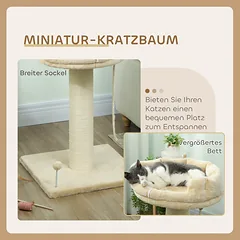 Kačių draskyklė su guoliu ir žaislu, kreminė, 83 cm — 4 nuotrauka