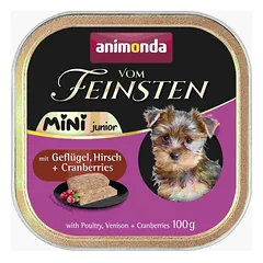 ANIMONDA Vom Feinsten Mini Junior z drobiem, dziczyzną i żurawiną 24x100g mokra karma dla szczeniąt małych ras