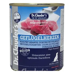 DR. CLAUDER’S DRĖGNAS MAISTAS SU PAUKŠČIŲ ŠIRDELĖMIS IR PREBIOTIKAIS 800g x 6vnt.