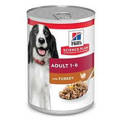 Hills Science Plan Adult 1-6 suvišasis maistas su kalakutiena suaugusiems šunims, 370 g