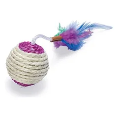 Karlie Sisal Spielball & Kratzkugel mit Feder und Rassel