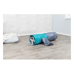 3.5_4302 TRIXIE Žaidimų tunelis katėms su 4 įėjimais, pliušas, 30x115 cm, pilka/žalsva, 1 vnt. — 4 nuotrauka