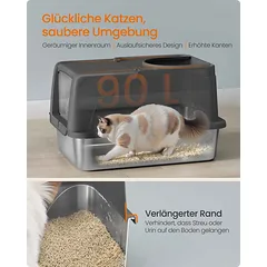 Uždaras kačių tualetas „Feandrea“ PPT005BH01, XL, 2 įėjimai, Juodas, 61 × 41 × 36,5 cm — 4 nuotrauka