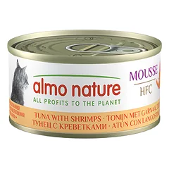 Almo Nature Cat HFC Mousse su tunu ir krevetėmis, drėgnas maistas katėms 70 g parduotuvėje e-zoo.lt