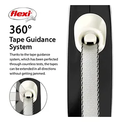 FLEXI pavadėlis šuniui New Comfort XS juostinis 3m, juodas — 4 nuotrauka
