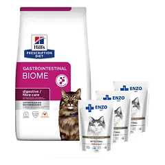 HILL'S PD Prescription Diet Feline Gastrointestinal Biome 1,5kg + ENZO VET Žarnynas su ėriena padaže katėms 3x100g