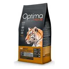 Optima Nova Cat Adult GF Chicken & Potato be grūdų sausa maistas suaugusioms katėms, 8 kg