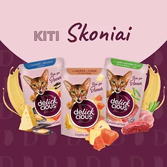 DELICKCIOUS konservuotas pašaras su antiena ir moliūgais suaugusioms katėms, 85 g — 5 nuotrauka
