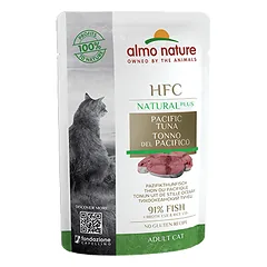 Almo Nature HFC Natural Plus Ramiojo vandenyno tunas 91% konservai suaugusiems katėms, 55 g
