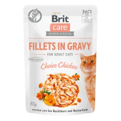 Brit Care Cat Fillets in Gravy Choice Chicken konservai su vištiena katėms - Pet24