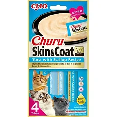 INABA Churu Skin & Coat katėms, tunų ir šukučių skonio 4x14g