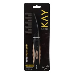 KAY Comb High And Low Teeth 21cm šukos gyvūnams su dviejų ilgių metaliniais dantukais — 3 nuotrauka