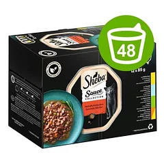 Sheba Megapack įvairių rūšių lėkštelės, drėgnas maistas katėms 48 x 85 g