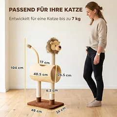 Kačių draskyklė su tuneliu ir 3 džiuto stulpais, šviesiai ruda, tamsiai ruda ir balta, 104 cm — 3 nuotrauka