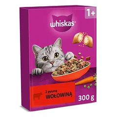 WHISKAS Suaugusiems su skania jautiena 300 g sausas kačių maistas