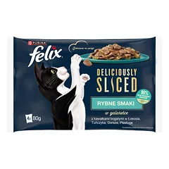 FELIX Deliciously Sliced Fish Flavours Šlapias kačių ėdalas 4x80g