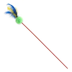 Magic Cat Plush Ball with Feather – Žaislas katei pagaliukas su minkštu kamuoliuku ir plunksnomis 18cm+46cm — 3 nuotrauka