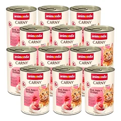 ANIMONDA Cat Carny Adult skonis: jautiena, kalakutiena ir krevetės 12x400g 