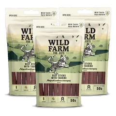 WILD FARM jautienos paplotėliai su taurinu 3x50g skanėstai katėms
