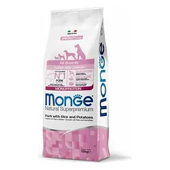 Monge All Breeds Puppy and Junior Monoprotein su kiauliena, ryžiais ir bulvėmis, sausas maistas šuniukams 12 kg