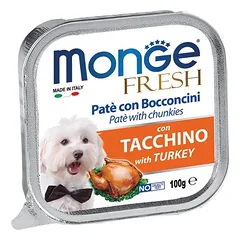 Monge Fresh paštetas šunims su kalakutienos gabalėliais 100g