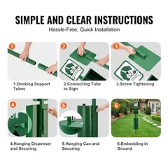 Šunų atliekų stotelė, 11,5 galonų, maišų dozatoriumi ir maišais — 5 nuotrauka