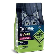 Monge Dry Dog BWILD All Breeds Adult begrūdis sausas maistas šunims su šerniena, 2,5 kg