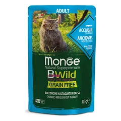 Monge BWild kons. pašaras katėms su ančiuviais ir daržovėmis padaže 85g