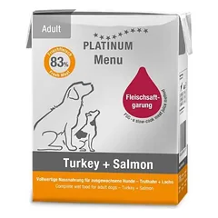 PLATINUM MENU Turkey + Salmon paštetas šunims su kalakutiena ir lašiša 375g