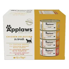 Applaws Chicken Collection konservuotas maistas suaugusiems katėms su vištiena, asorti, 12 x 70 g